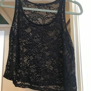 Black mesh top